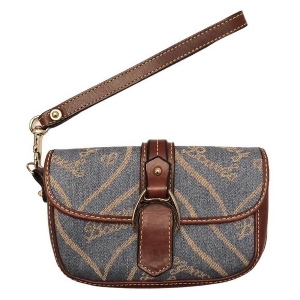 DOONEY & bourke denim leather wristlet clutch bag